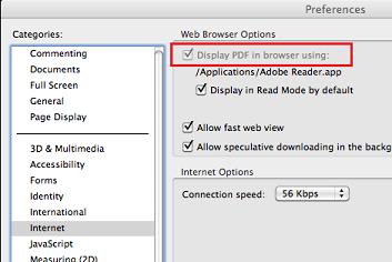 「PDFをブラウザに表示する」にチェックを入れる